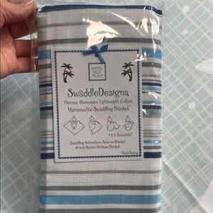 Swaddle Designs Blue and White Cotton Swaddle Blanket